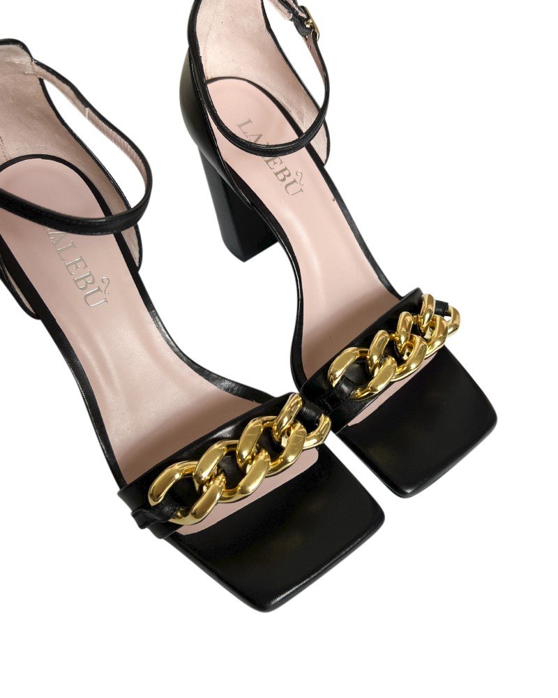 Sandalia cadena 9,5 cms negro