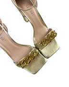 Sandalia cadena 9,5 cms dorado