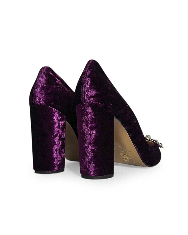Zapato Cinderella Terciopelo Morado 10 cms