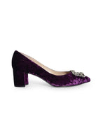 Zapato Cinderella Terciopelo Morado 6 cms