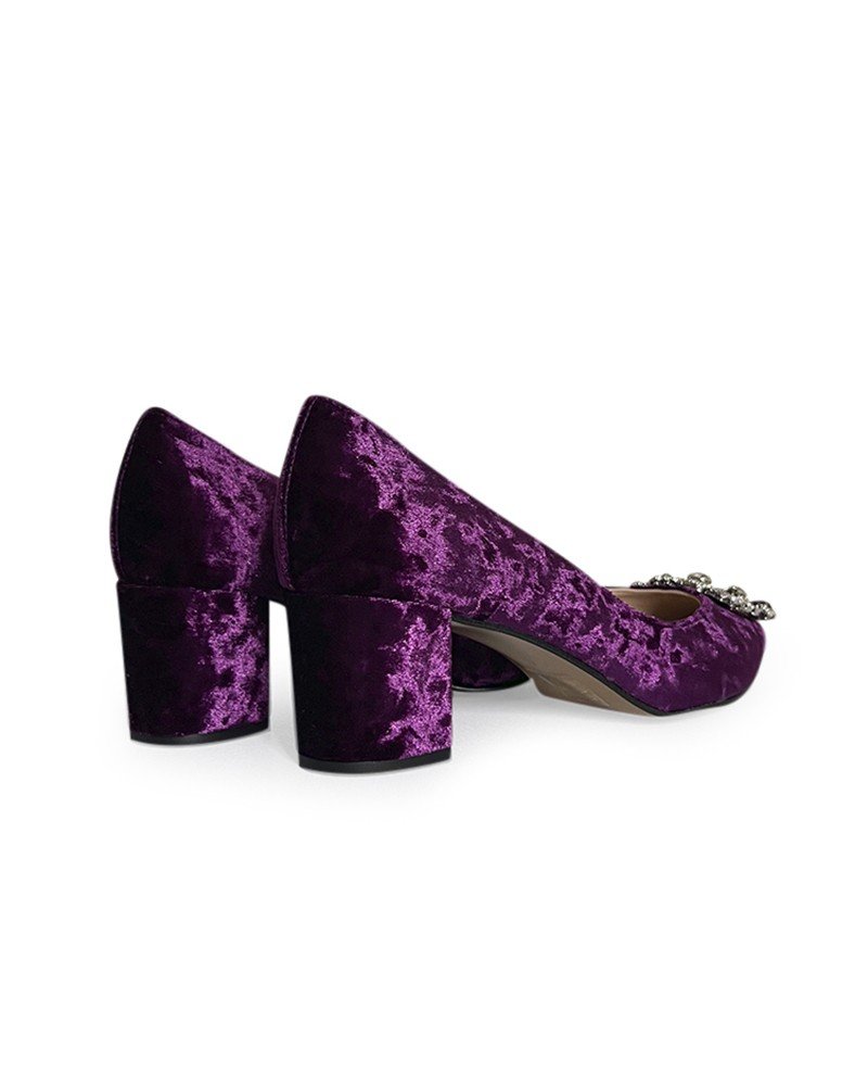 Zapato Cinderella Terciopelo Morado 6 cms