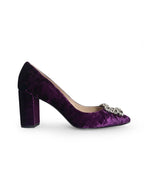Zapato Cinderella terciopelo morado 8 cms