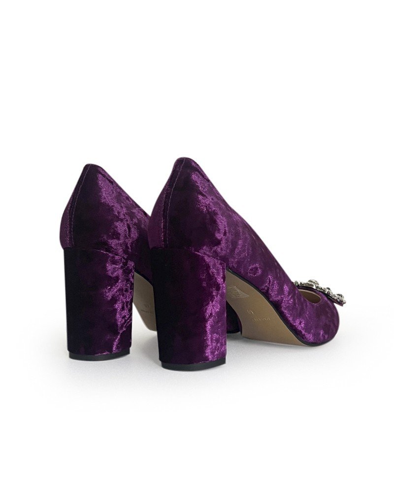 Zapato Cinderella terciopelo morado 8 cms