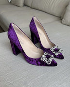 Zapato Cinderella Terciopelo Morado 10 cms