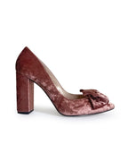 Zapato Audrey Terciopelo Oro Rosa 10 cms