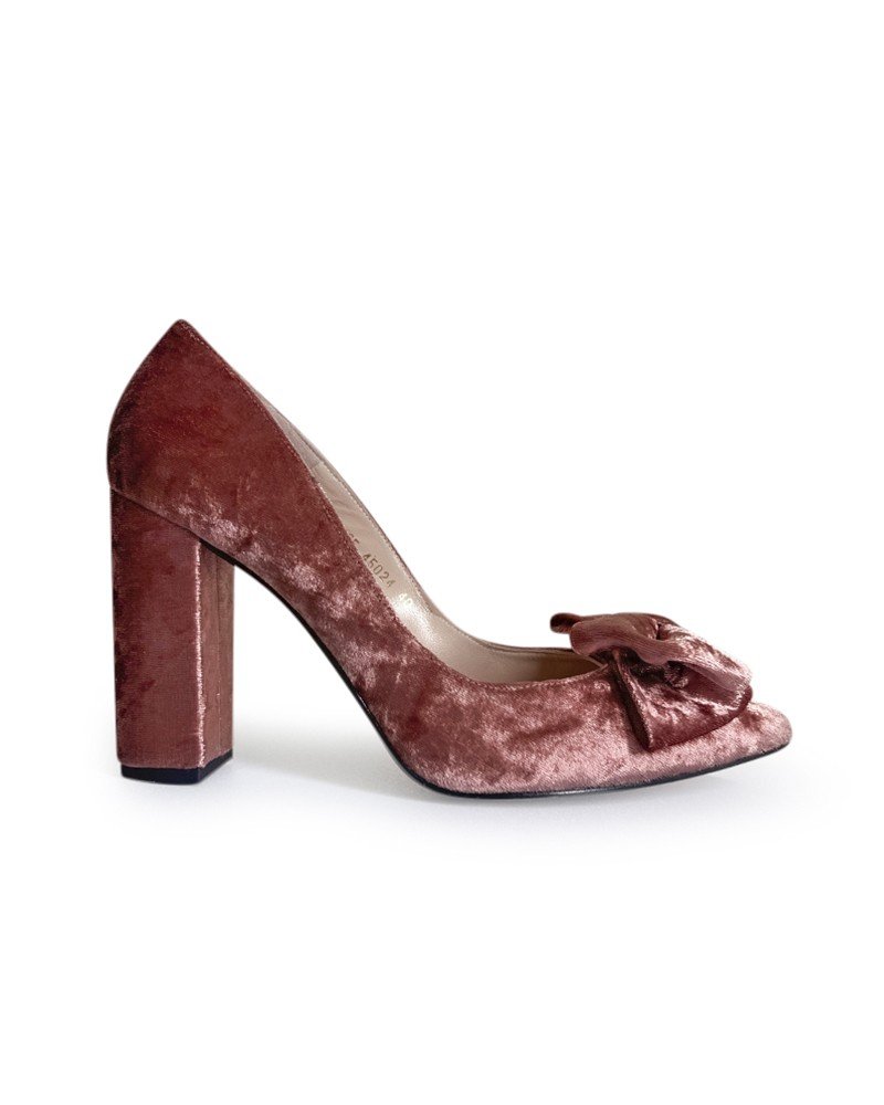 Zapato Audrey Terciopelo Oro Rosa 10 cms