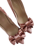 Zapato Audrey Terciopelo Oro Rosa 8 cms