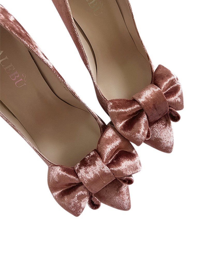 Zapato Terciopelo Audrey Oro Rosa 6 cms