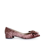 Zapato Audrey Plano Terciopelo Oro Rosa