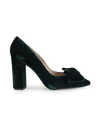 Zapato Audrey Terciopelo Verde 10 cms