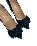 Zapato Audrey Terciopelo Verde 10 cms