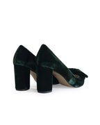 Zapato Audrey Terciopelo Verde 8 cms