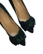 Zapato Audrey Terciopelo Verde 8 cms