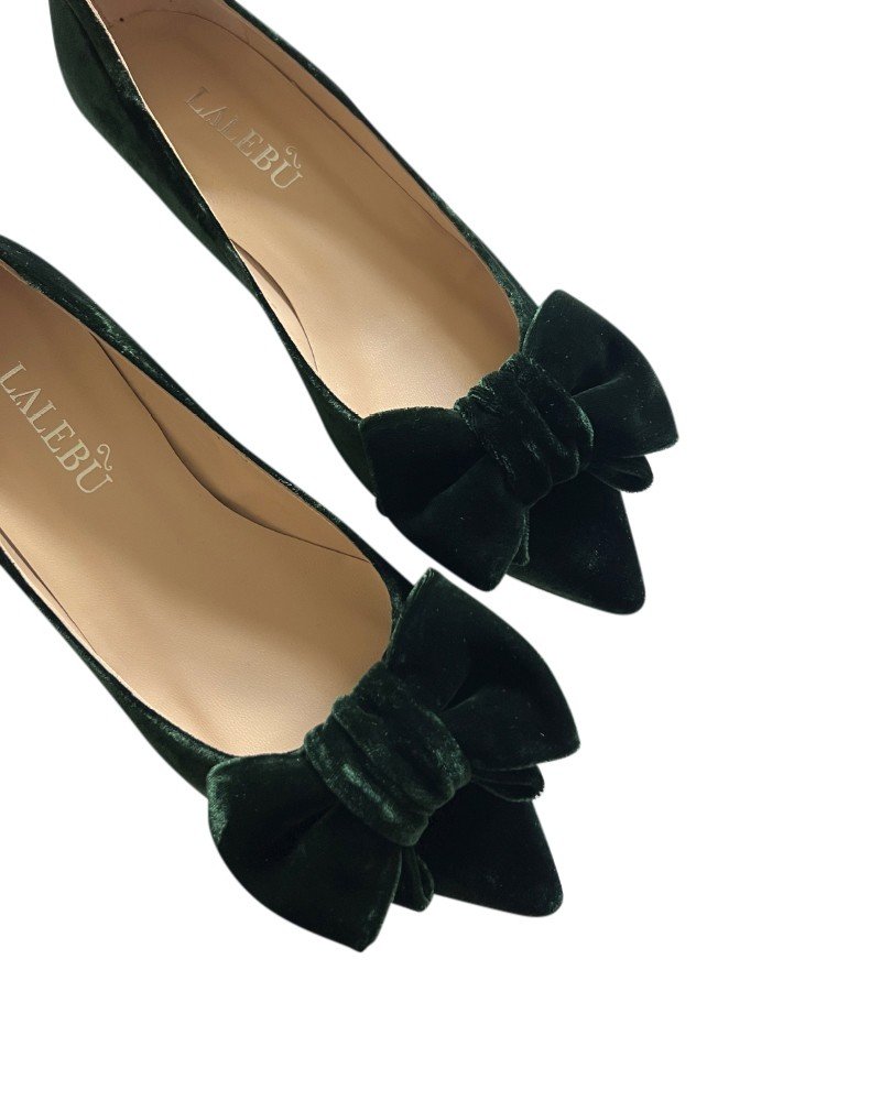 Zapato Audrey Plano Terciopelo Verde