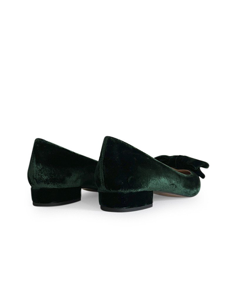 Zapato Audrey Plano Terciopelo Verde