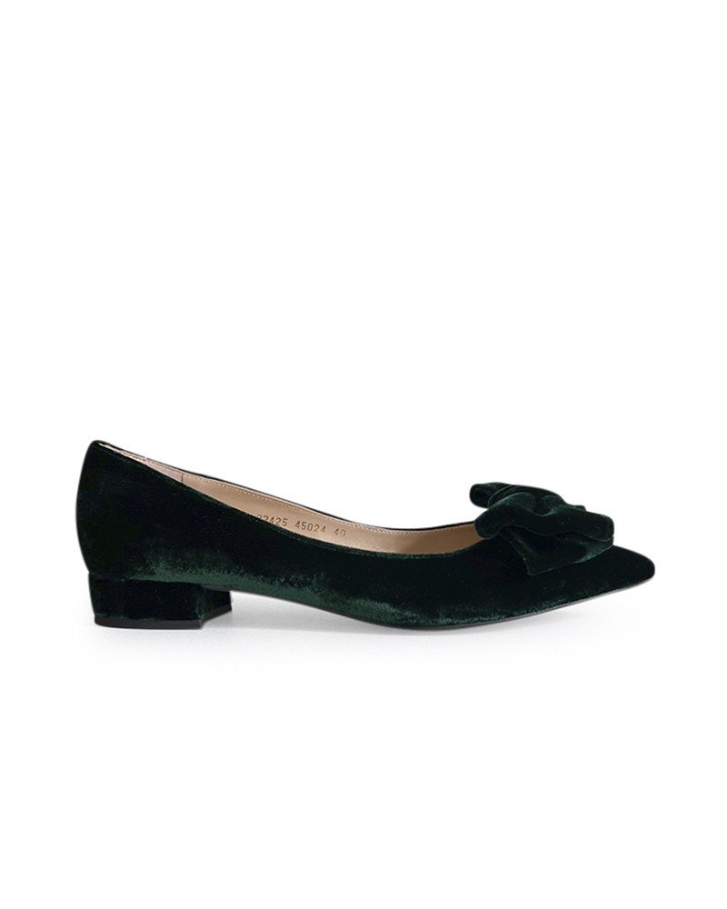 Zapato Audrey Plano Terciopelo Verde