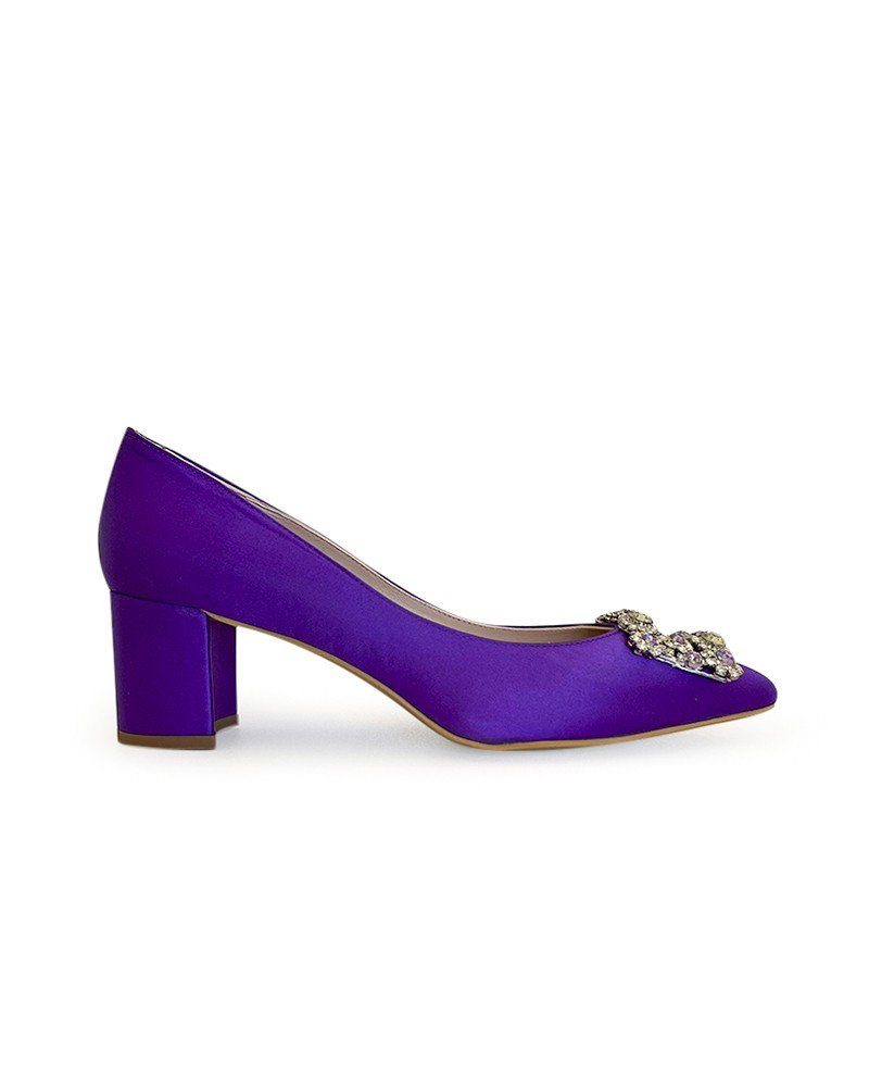 Zapato Cinderella Raso Morado 6 cms