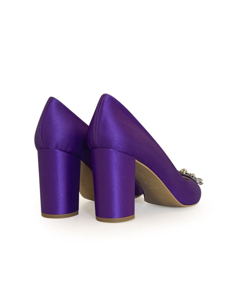 Zapato Cinderella Raso Morado 8 cms