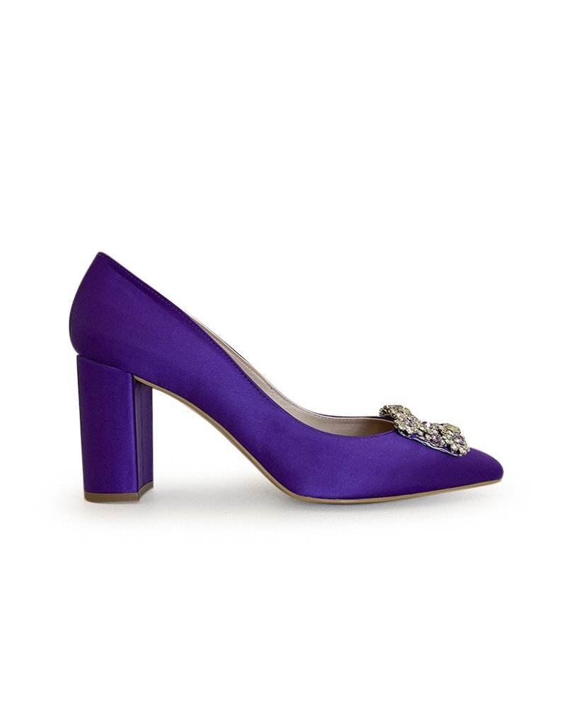 Zapato Cinderella Raso Morado 8 cms