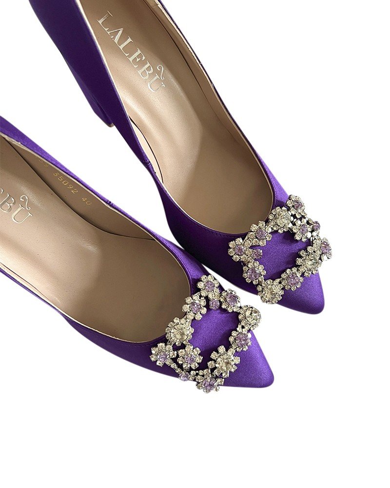 Zapato Cinderella Raso Morado 10 cms
