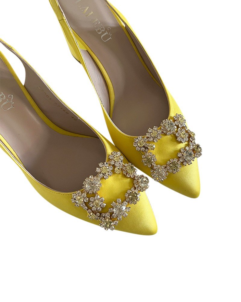 Zapato Cinderella Raso Limón 8 cms