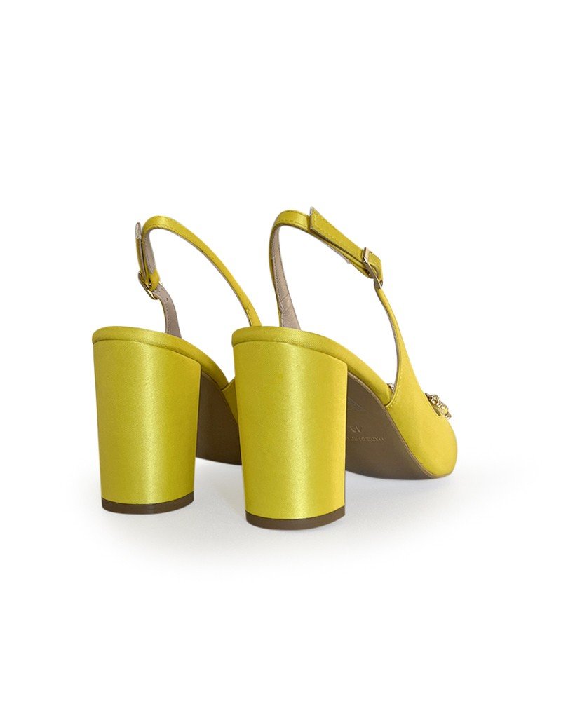Zapato Cinderella Raso Limón 8 cms