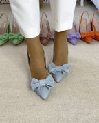 Zapato Audrey Azul Destalonado 8 cms