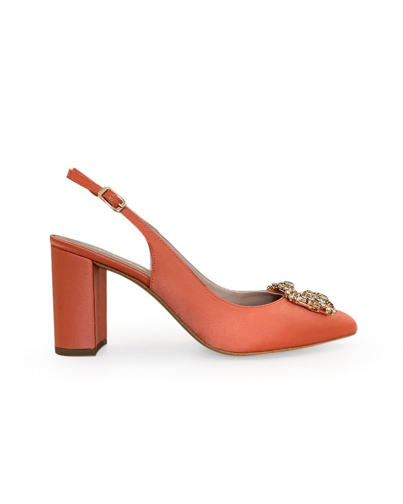 Zapato Cinderella Raso Mandarina 8 cms
