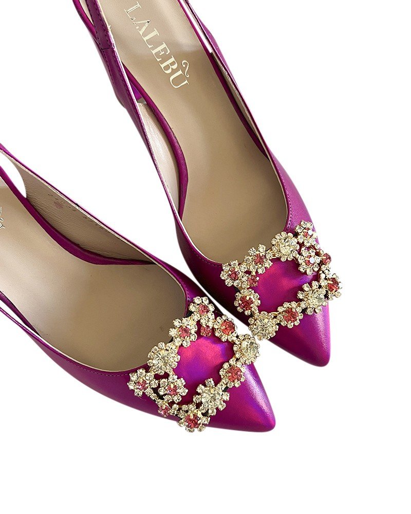 Zapato Cinderella Metalizado fucsia 8 cms