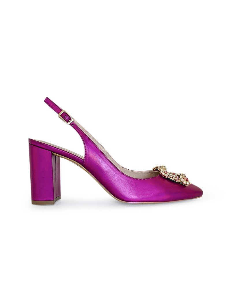 Zapato Cinderella Metalizado fucsia 8 cms