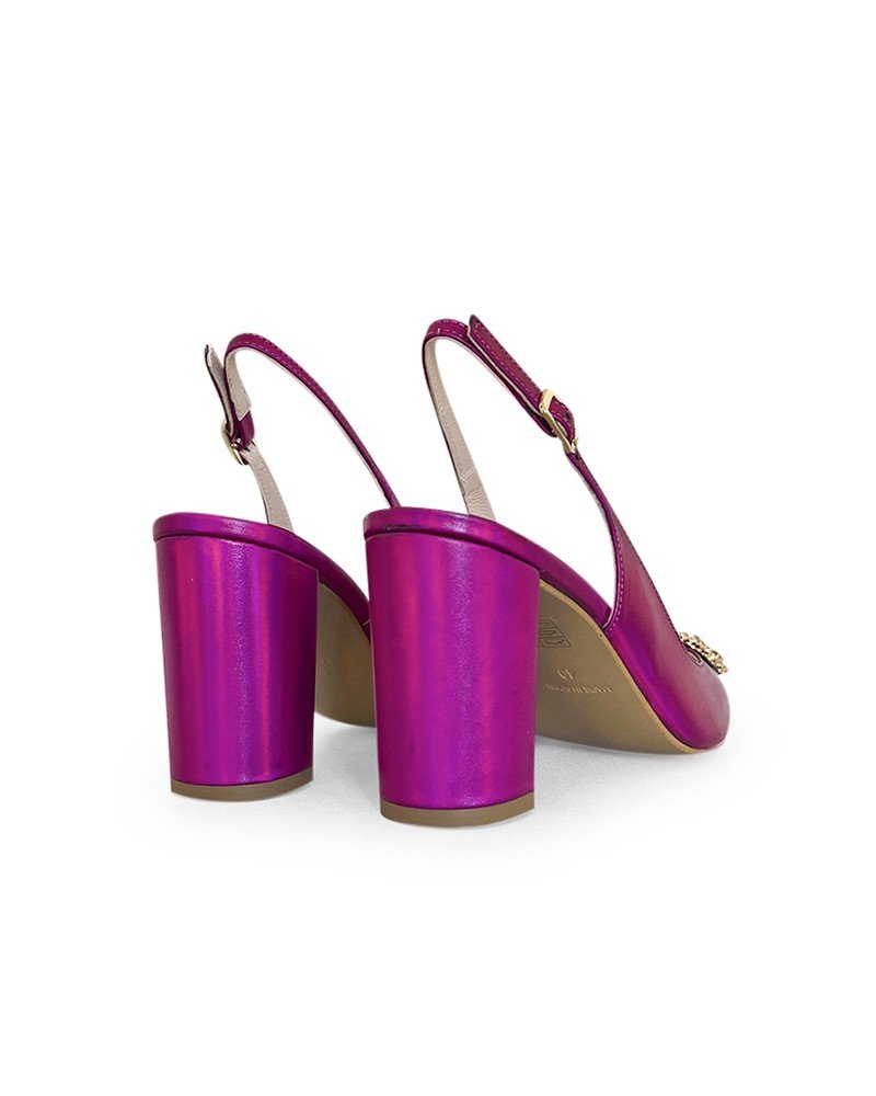 Zapato Cinderella Metalizado fucsia 8 cms
