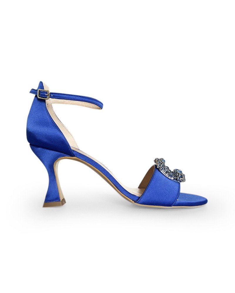 Sandalia Cinderella Raso Azul Klein 8 cms