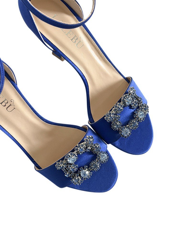Sandalia Cinderella Raso Azul Klein 8 cms