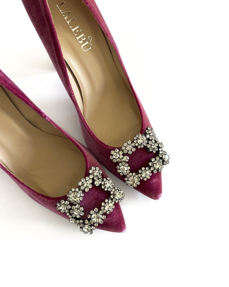 Zapato Cinderella Terciopelo Fresa 10 cms