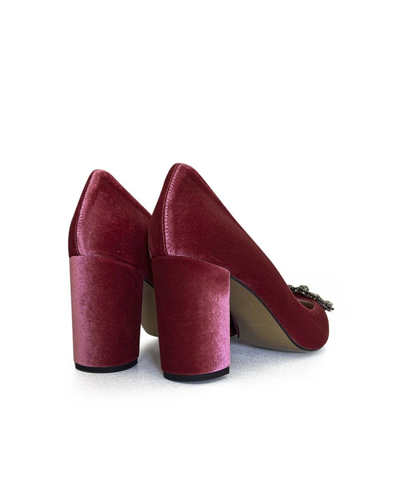 Zapato Cinderella Terciopelo Fresa 8 cms