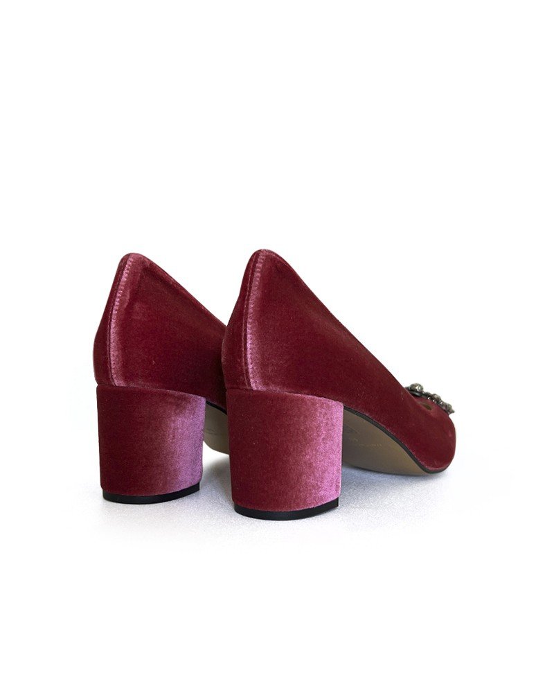 Zapato Cinderella Terciopelo Fresa 6 cms