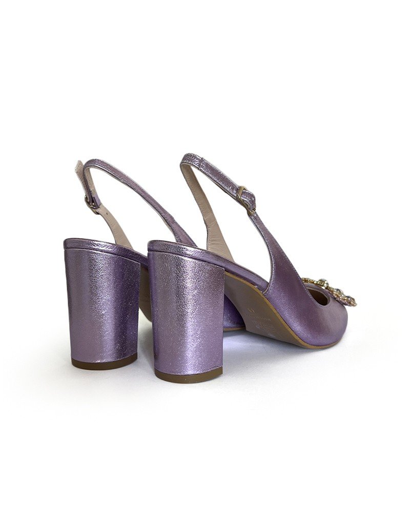Zapato Cinderella Metalizado Lila 8 cms