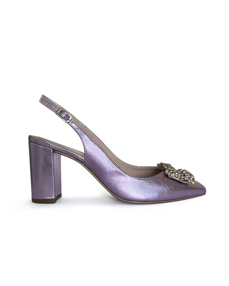Zapato Cinderella Metalizado Lila 8 cms