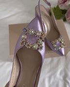 Zapato Cinderella Metalizado Lila 8 cms
