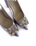 Zapato Cinderella Metalizado Lila 8 cms
