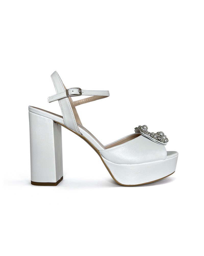 Sandalia Cinderella Plataforma Blanco 12 cms