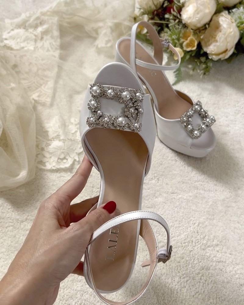 Sandalia Cinderella Plataforma Blanco 12 cms