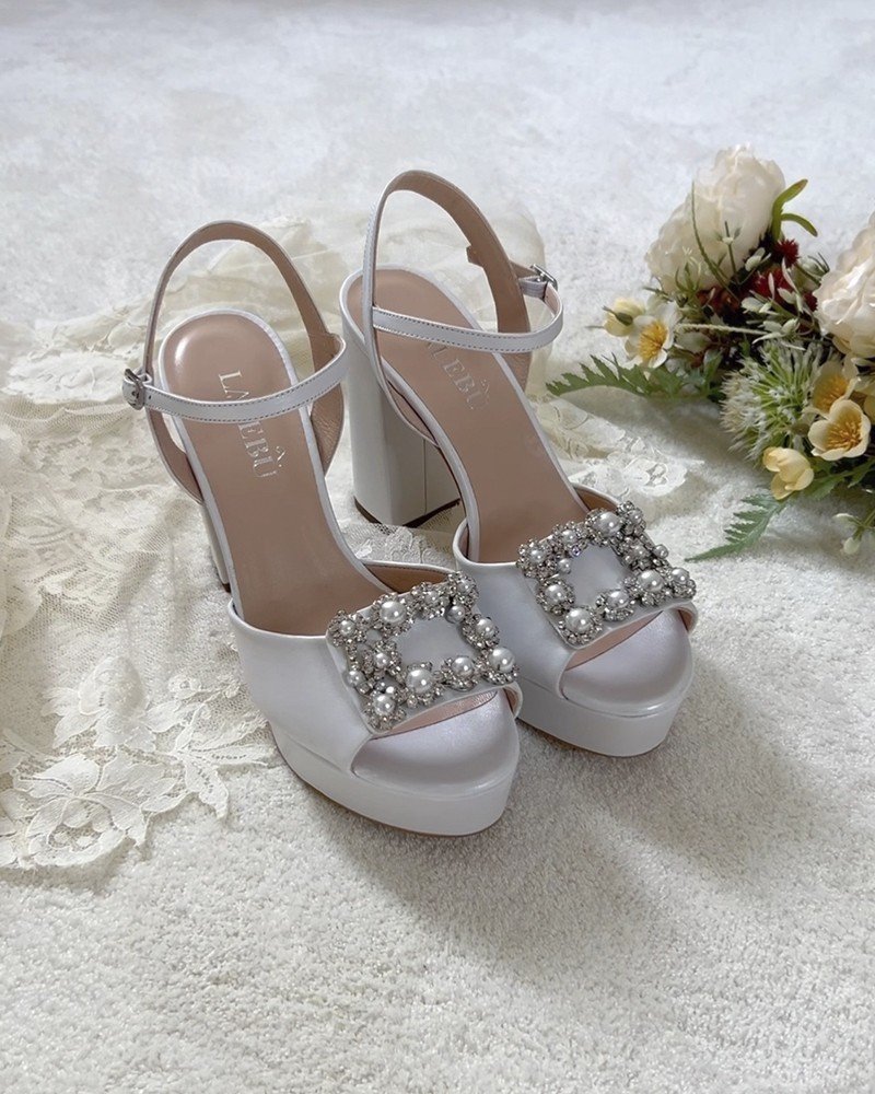 Sandalia Cinderella Plataforma Blanco 12 cms
