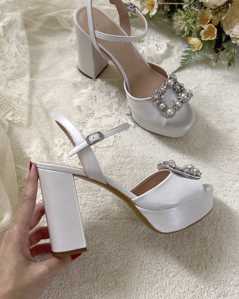 Sandalia Cinderella Plataforma Blanco 12 cms