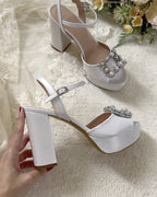 Sandalia Cinderella Plataforma Blanco 12 cms