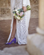 Zapato Cinderella Raso Morado 8 cms