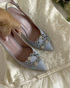 Zapato Cinderella Azul Destalonado 8 cms