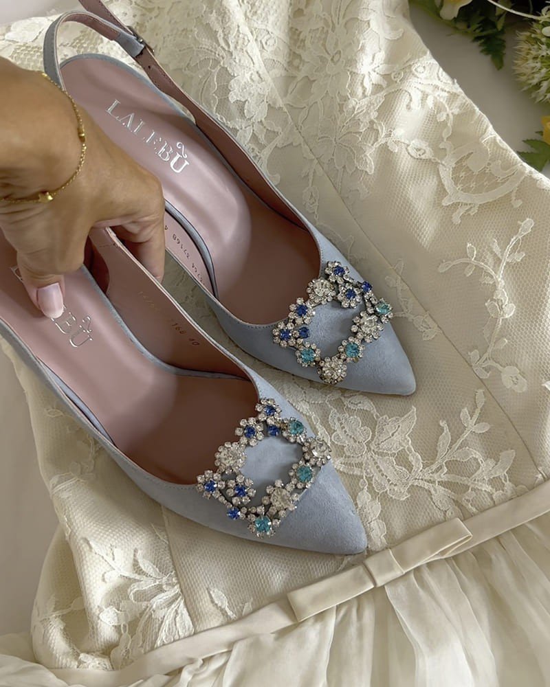 Zapato Cinderella Azul Destalonado 6 cms