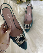 Zapato Cinderella Verde Destalonado 6 cms
