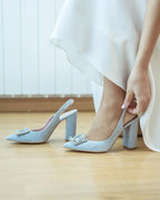 Zapato Cinderella azul destalonado 10 cms
